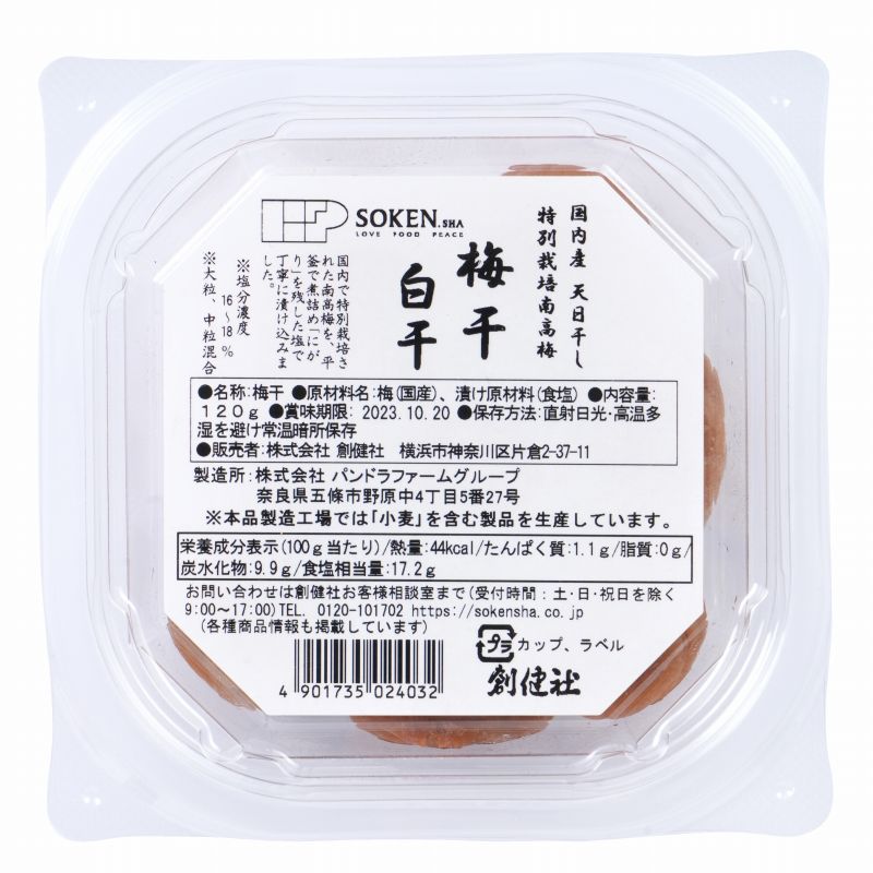 Japanese Salt Plums -国産特別栽培南高梅 白干- 120g